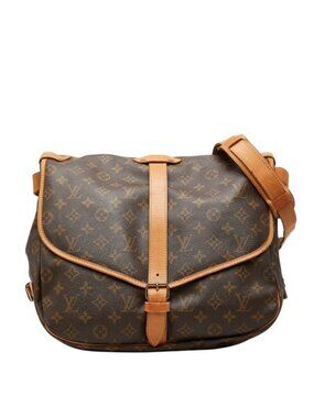 Louis Vuitton Monogram Saumur 35 Crossbody Shoulder Bag Brown Leather